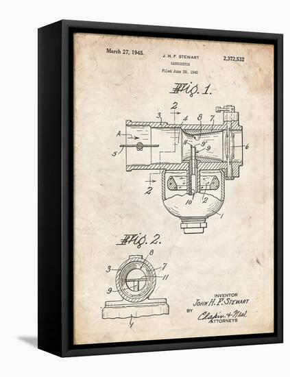 PP891-Vintage Parchment Indian Motorcycle Carburetor Patent Poster-Cole Borders-Framed Stretched Canvas