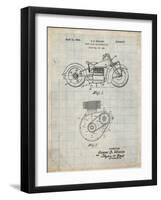 PP892-Antique Grid Parchment Indian Motorcycle Drive Shaft Patent Poster-Cole Borders-Framed Giclee Print