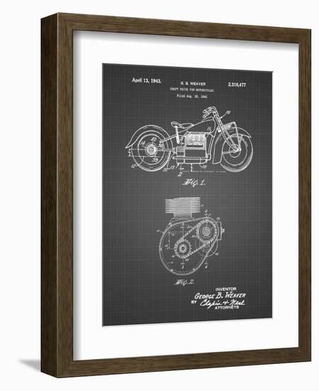 PP892-Black Grid Indian Motorcycle Drive Shaft Patent Poster-Cole Borders-Framed Giclee Print