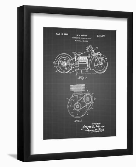 PP892-Black Grid Indian Motorcycle Drive Shaft Patent Poster-Cole Borders-Framed Giclee Print