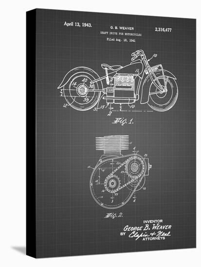 PP892-Black Grid Indian Motorcycle Drive Shaft Patent Poster-Cole Borders-Stretched Canvas