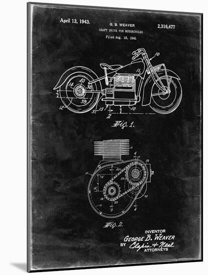 PP892-Black Grunge Indian Motorcycle Drive Shaft Patent Poster-Cole Borders-Mounted Giclee Print