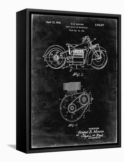 PP892-Black Grunge Indian Motorcycle Drive Shaft Patent Poster-Cole Borders-Framed Stretched Canvas