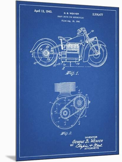 PP892-Blueprint Indian Motorcycle Drive Shaft Patent Poster-Cole Borders-Mounted Premium Giclee Print