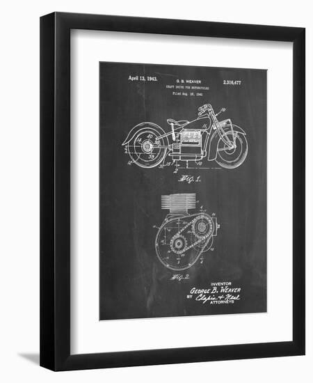 PP892-Chalkboard Indian Motorcycle Drive Shaft Patent Poster-Cole Borders-Framed Giclee Print