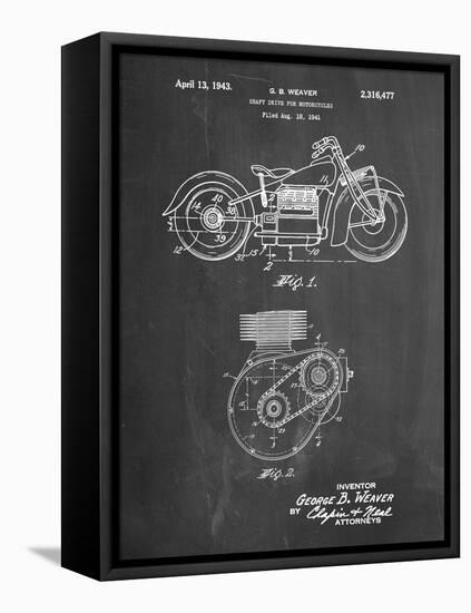 PP892-Chalkboard Indian Motorcycle Drive Shaft Patent Poster-Cole Borders-Framed Stretched Canvas
