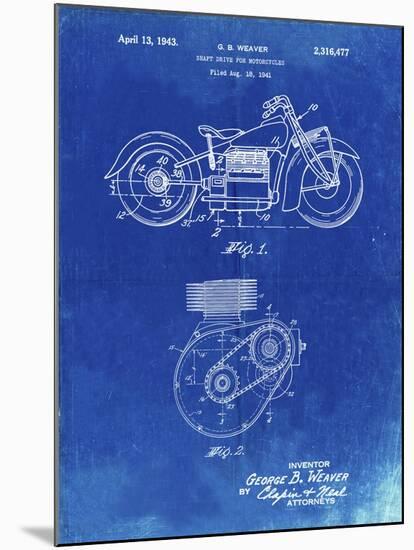 PP892-Faded Blueprint Indian Motorcycle Drive Shaft Patent Poster-Cole Borders-Mounted Giclee Print