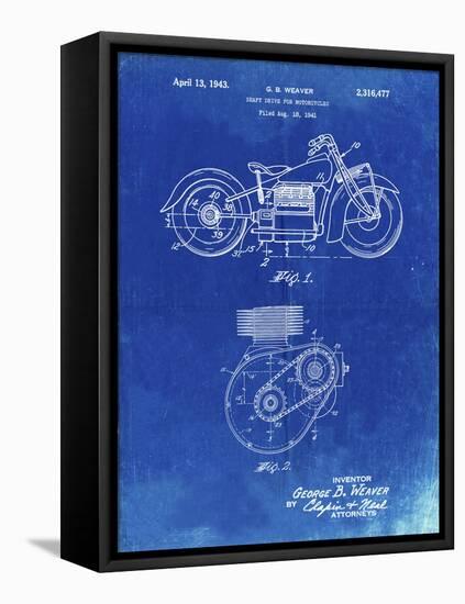 PP892-Faded Blueprint Indian Motorcycle Drive Shaft Patent Poster-Cole Borders-Framed Stretched Canvas