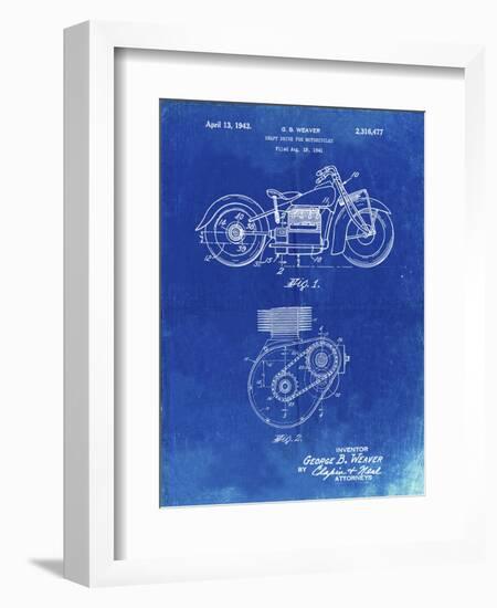 PP892-Faded Blueprint Indian Motorcycle Drive Shaft Patent Poster-Cole Borders-Framed Giclee Print