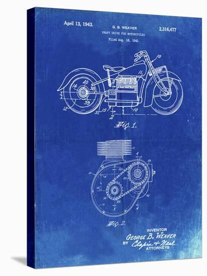 PP892-Faded Blueprint Indian Motorcycle Drive Shaft Patent Poster-Cole Borders-Stretched Canvas