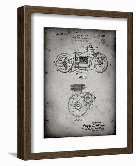 PP892-Faded Grey Indian Motorcycle Drive Shaft Patent Poster-Cole Borders-Framed Giclee Print