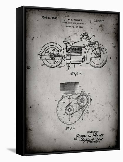 PP892-Faded Grey Indian Motorcycle Drive Shaft Patent Poster-Cole Borders-Framed Stretched Canvas