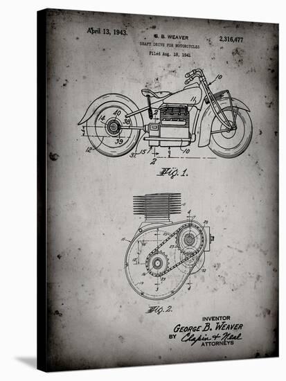 PP892-Faded Grey Indian Motorcycle Drive Shaft Patent Poster-Cole Borders-Stretched Canvas