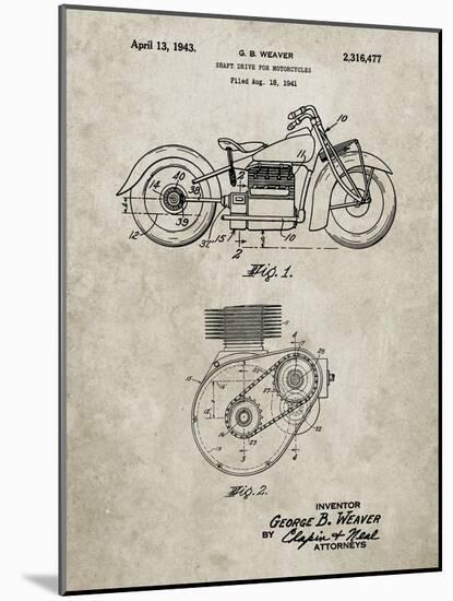 PP892-Sandstone Indian Motorcycle Drive Shaft Patent Poster-Cole Borders-Mounted Giclee Print