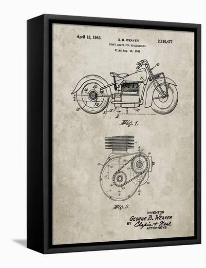PP892-Sandstone Indian Motorcycle Drive Shaft Patent Poster-Cole Borders-Framed Stretched Canvas