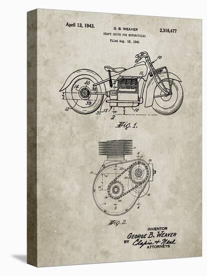 PP892-Sandstone Indian Motorcycle Drive Shaft Patent Poster-Cole Borders-Stretched Canvas