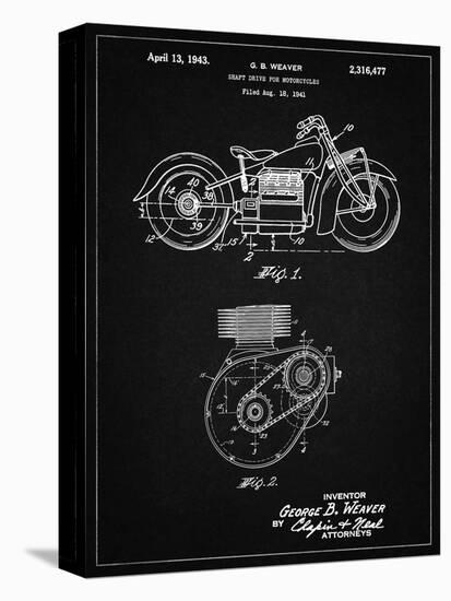 PP892-Vintage Black Indian Motorcycle Drive Shaft Patent Poster-Cole Borders-Stretched Canvas