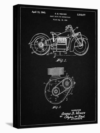 PP892-Vintage Black Indian Motorcycle Drive Shaft Patent Poster-Cole Borders-Stretched Canvas