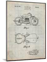 PP893-Antique Grid Parchment Indian Motorcycle Saddle Patent Poster-Cole Borders-Mounted Giclee Print