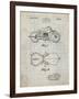 PP893-Antique Grid Parchment Indian Motorcycle Saddle Patent Poster-Cole Borders-Framed Giclee Print