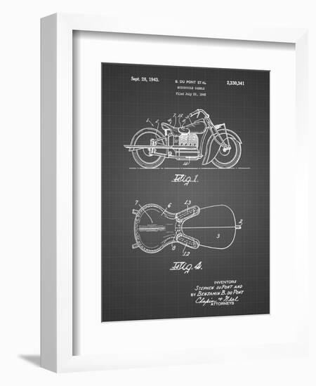 PP893-Black Grid Indian Motorcycle Saddle Patent Poster-Cole Borders-Framed Giclee Print