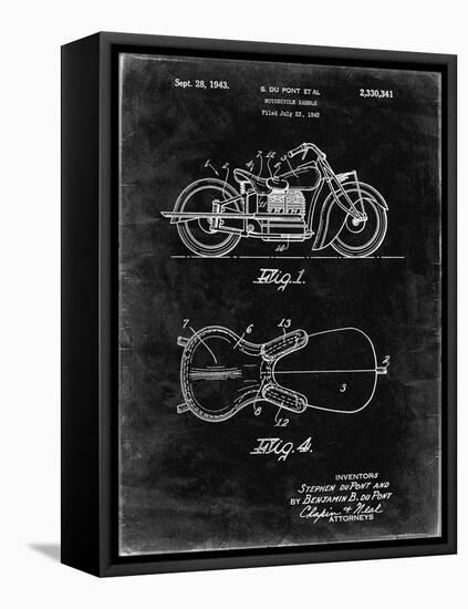 PP893-Black Grunge Indian Motorcycle Saddle Patent Poster-Cole Borders-Framed Stretched Canvas