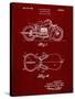 PP893-Burgundy Indian Motorcycle Saddle Patent Poster-Cole Borders-Stretched Canvas