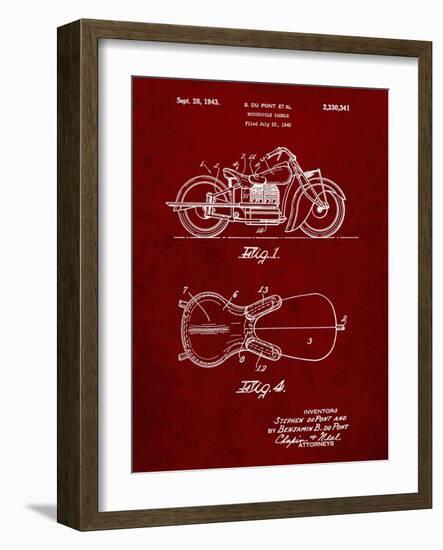 PP893-Burgundy Indian Motorcycle Saddle Patent Poster-Cole Borders-Framed Giclee Print