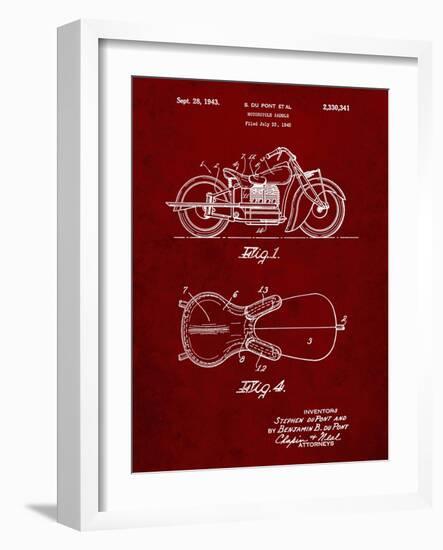 PP893-Burgundy Indian Motorcycle Saddle Patent Poster-Cole Borders-Framed Giclee Print