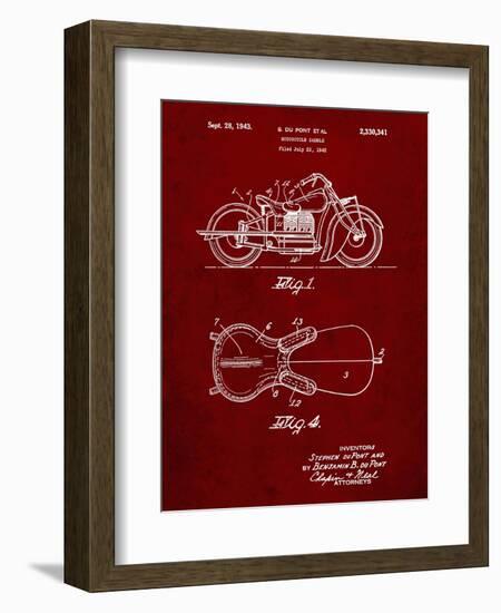 PP893-Burgundy Indian Motorcycle Saddle Patent Poster-Cole Borders-Framed Giclee Print