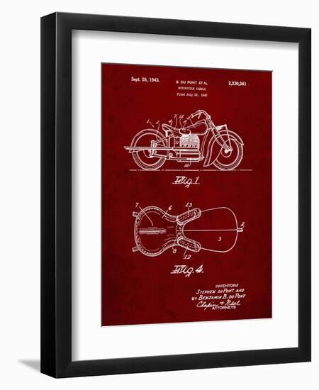 PP893-Burgundy Indian Motorcycle Saddle Patent Poster-Cole Borders-Framed Premium Giclee Print