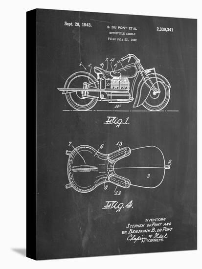 PP893-Chalkboard Indian Motorcycle Saddle Patent Poster-Cole Borders-Stretched Canvas