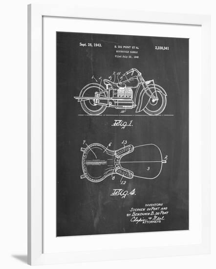 PP893-Chalkboard Indian Motorcycle Saddle Patent Poster-Cole Borders-Framed Giclee Print