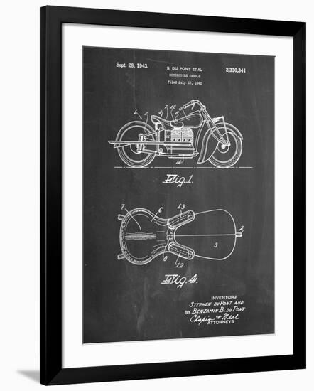 PP893-Chalkboard Indian Motorcycle Saddle Patent Poster-Cole Borders-Framed Giclee Print