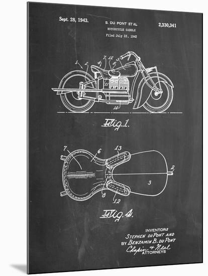 PP893-Chalkboard Indian Motorcycle Saddle Patent Poster-Cole Borders-Mounted Giclee Print