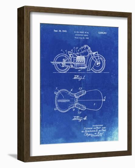 PP893-Faded Blueprint Indian Motorcycle Saddle Patent Poster-Cole Borders-Framed Giclee Print