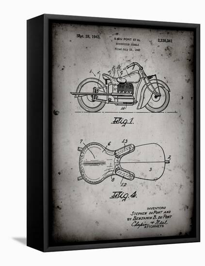 PP893-Faded Grey Indian Motorcycle Saddle Patent Poster-Cole Borders-Framed Stretched Canvas