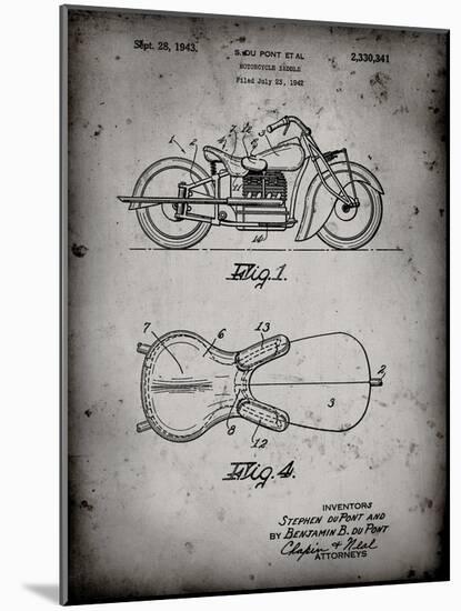 PP893-Faded Grey Indian Motorcycle Saddle Patent Poster-Cole Borders-Mounted Giclee Print