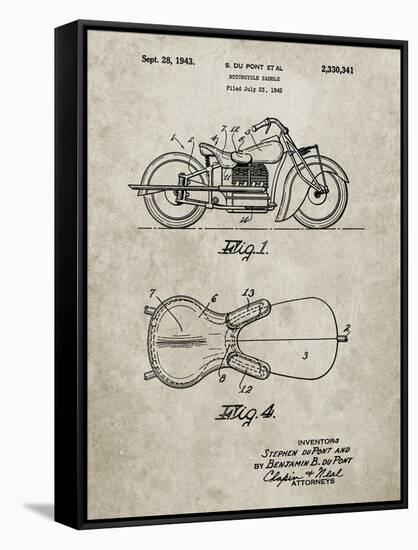 PP893-Sandstone Indian Motorcycle Saddle Patent Poster-Cole Borders-Framed Stretched Canvas