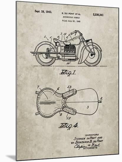 PP893-Sandstone Indian Motorcycle Saddle Patent Poster-Cole Borders-Mounted Giclee Print