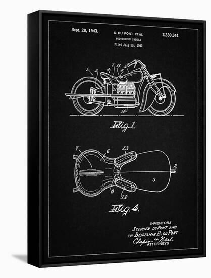 PP893-Vintage Black Indian Motorcycle Saddle Patent Poster-Cole Borders-Framed Stretched Canvas