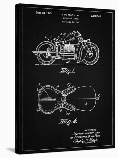 PP893-Vintage Black Indian Motorcycle Saddle Patent Poster-Cole Borders-Stretched Canvas