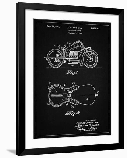 PP893-Vintage Black Indian Motorcycle Saddle Patent Poster-Cole Borders-Framed Giclee Print