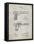 PP894-Antique Grid Parchment J.M. Browning Pistol Patent Poster-Cole Borders-Framed Stretched Canvas