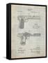 PP894-Antique Grid Parchment J.M. Browning Pistol Patent Poster-Cole Borders-Framed Stretched Canvas