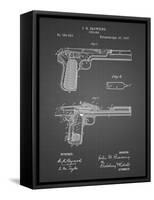 PP894-Black Grid J.M. Browning Pistol Patent Poster-Cole Borders-Framed Stretched Canvas