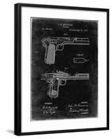 PP894-Black Grunge J.M. Browning Pistol Patent Poster-Cole Borders-Framed Giclee Print