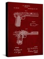 PP894-Burgundy J.M. Browning Pistol Patent Poster-Cole Borders-Stretched Canvas