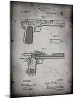 PP894-Faded Grey J.M. Browning Pistol Patent Poster-Cole Borders-Mounted Giclee Print