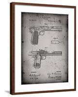 PP894-Faded Grey J.M. Browning Pistol Patent Poster-Cole Borders-Framed Giclee Print